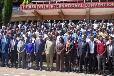 A group photo of participants of Science, Technology, Research and Innovation for Society (STRI4Society) Week 2026 held at the Kenyatta International Convention Centre (KICC), Nairobi.